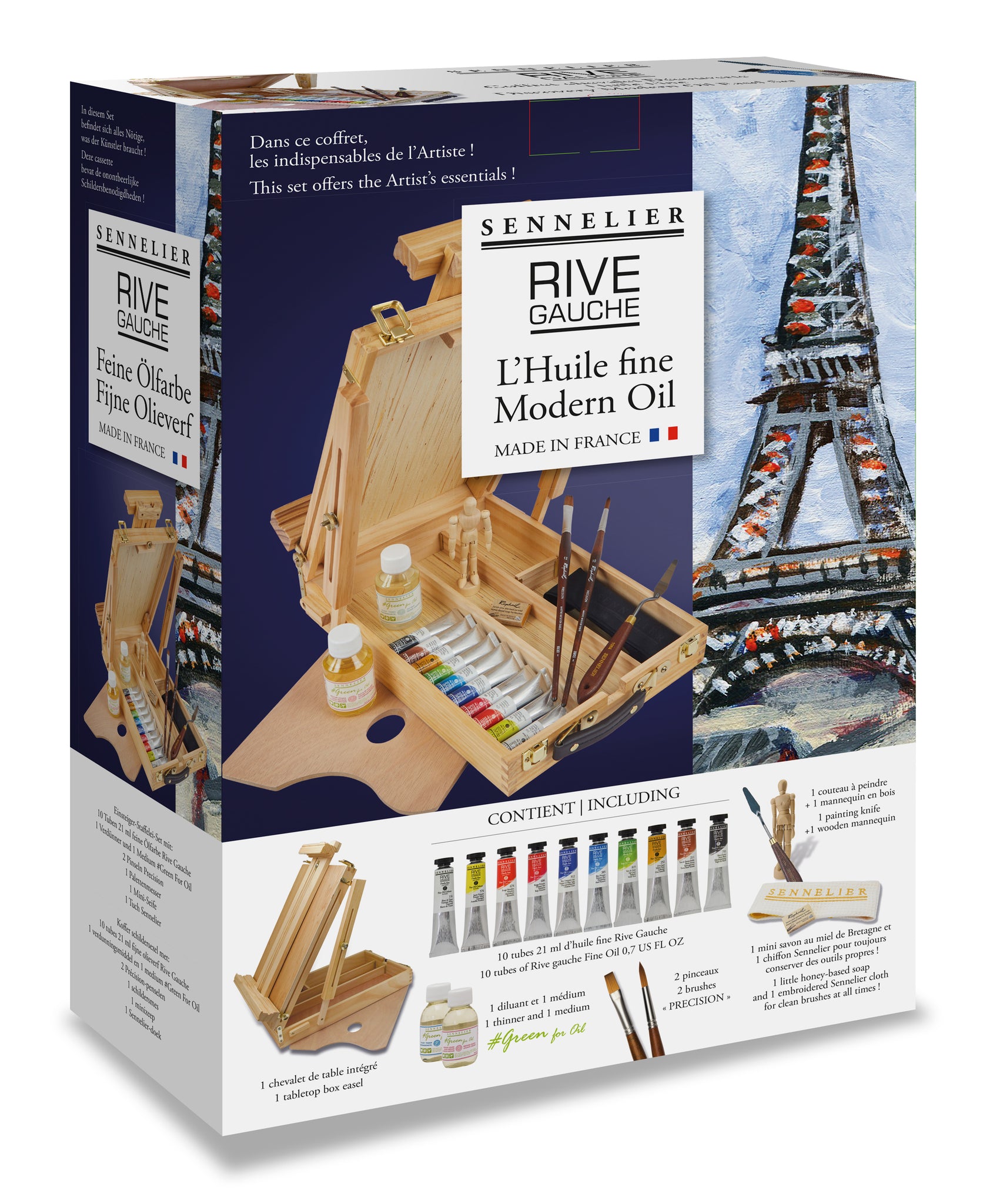 Sennelier Rive Gauche Wooden Box Set of 10x21ml with accessories