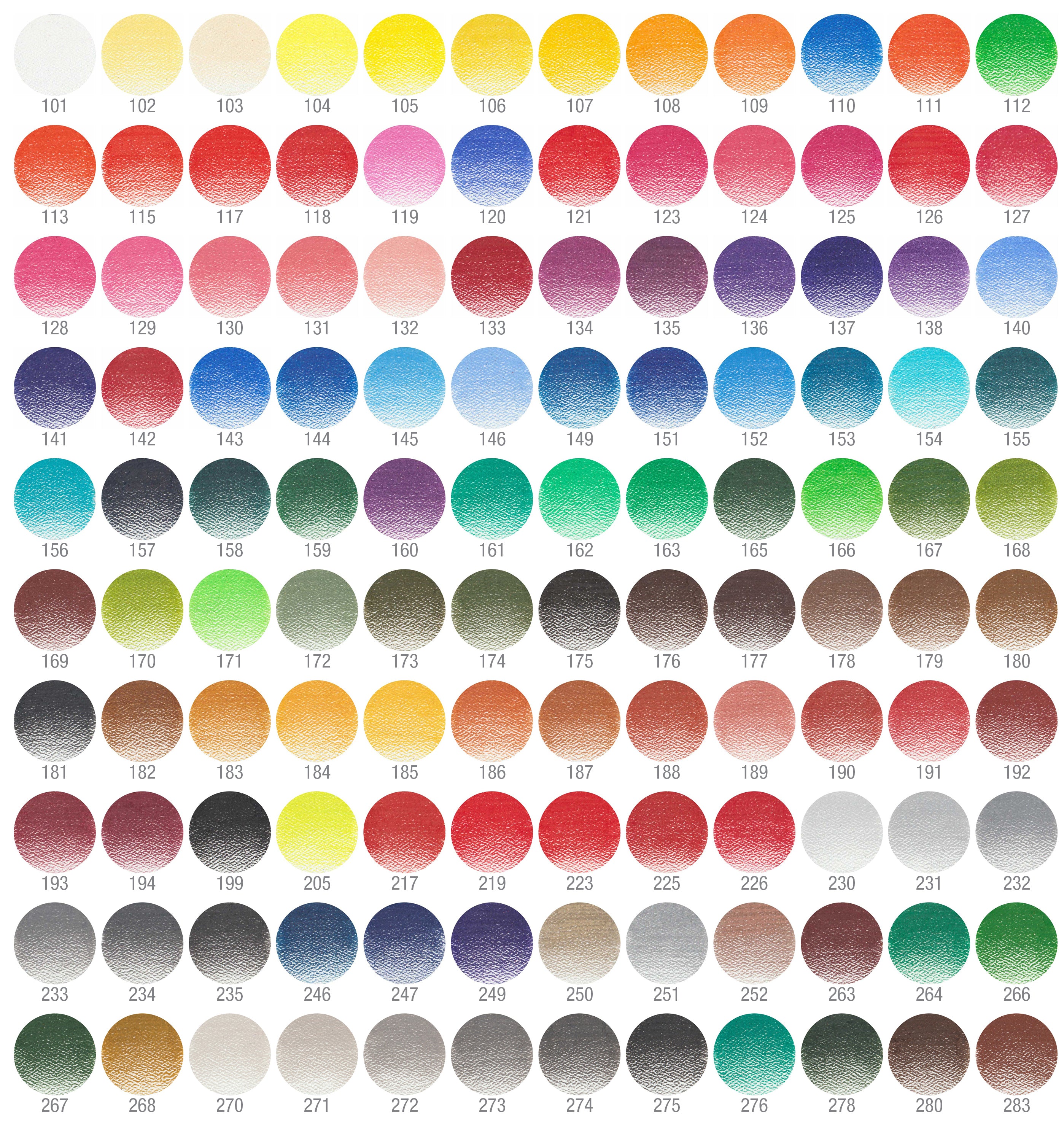 Color Chart Polychromos Colored Pencils 120 Polychromos 120 Faber