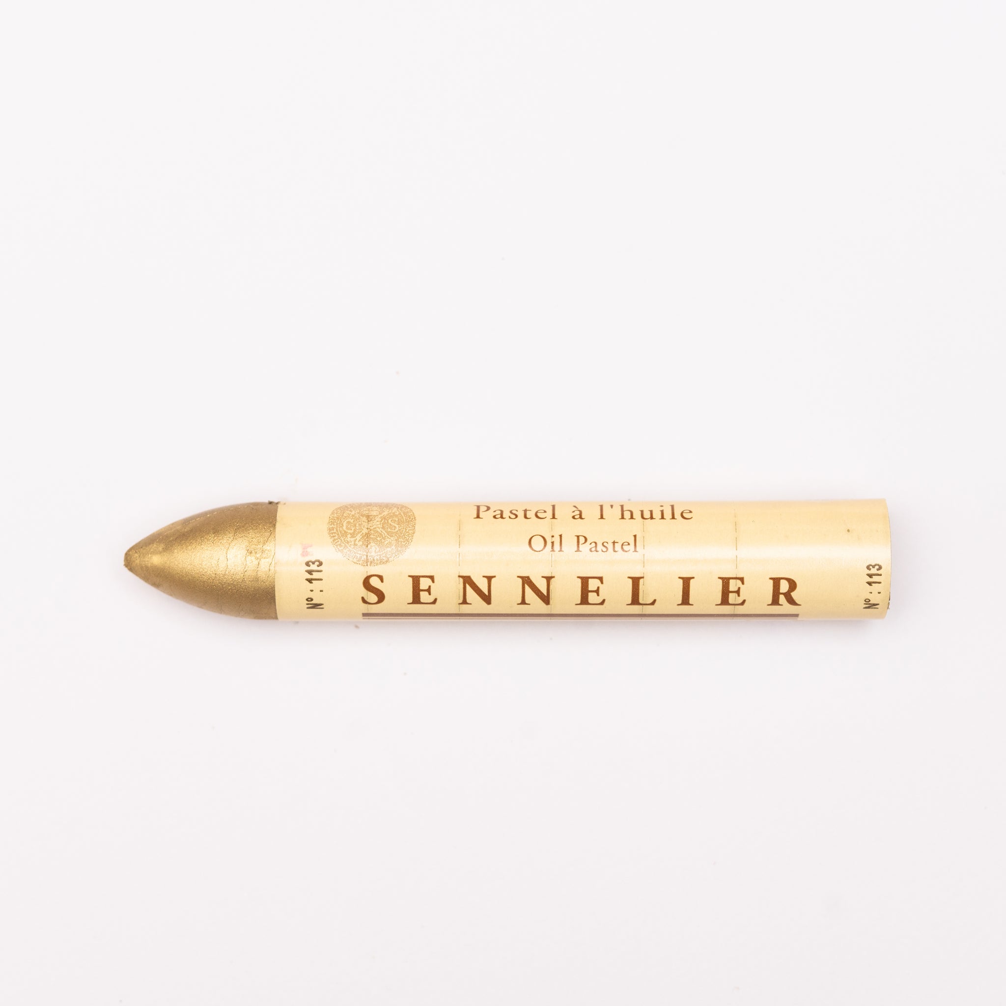 A single Sennelier oil pastel crayon against a white background, displaying the brand name and the word 'Oil Pastel' on the wrapper.