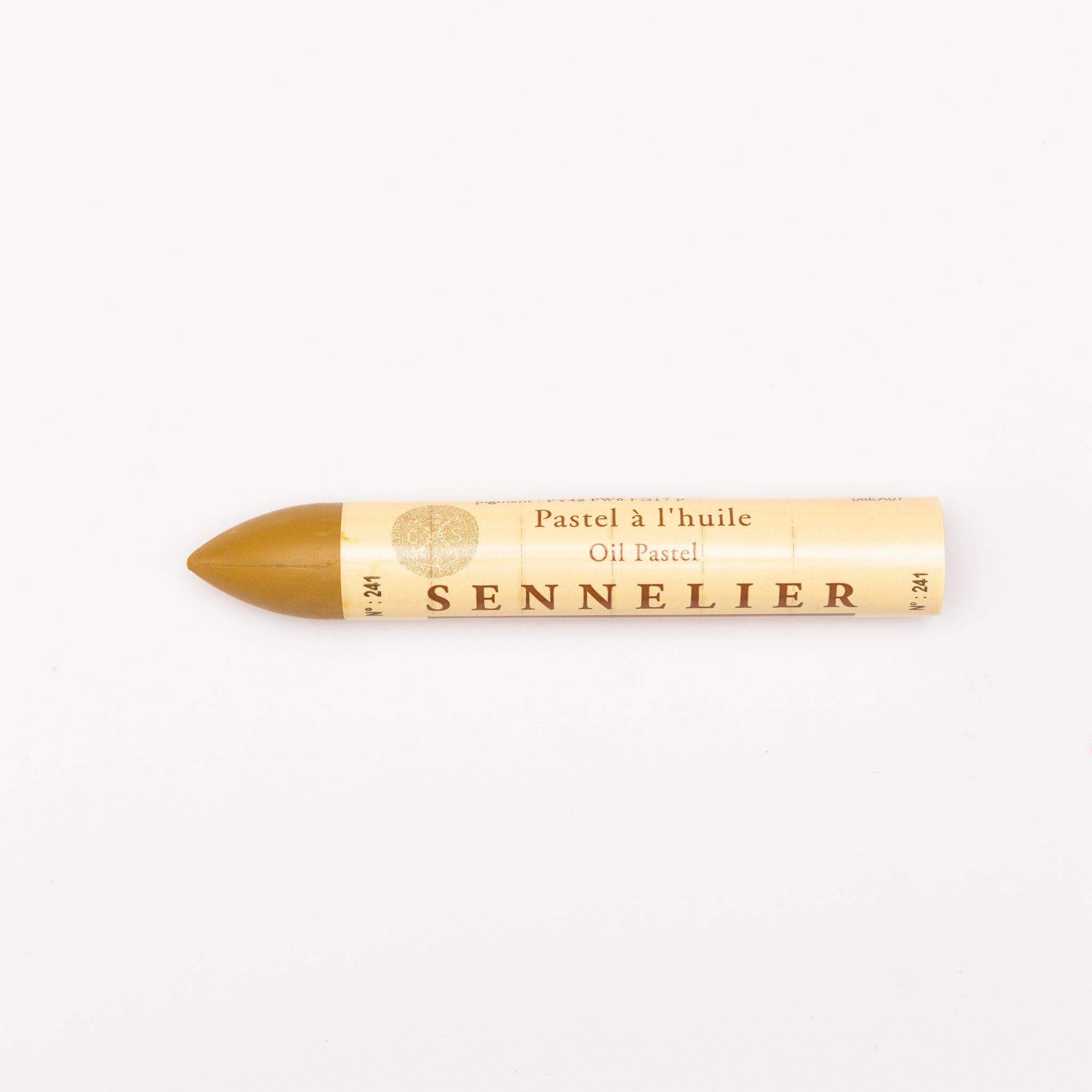 A single Sennelier oil pastel crayon against a white background, displaying the brand name and the word 'Oil Pastel' on the wrapper.