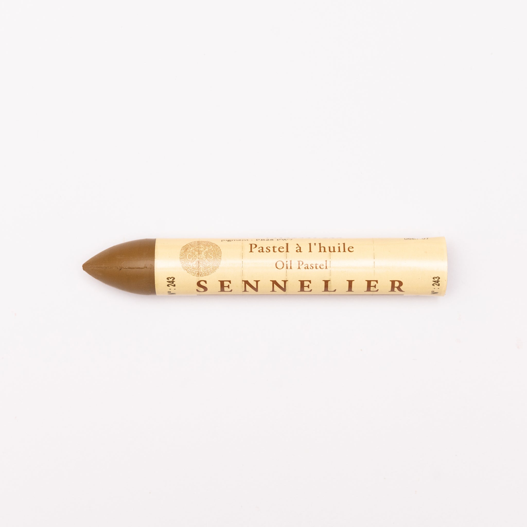 A single Sennelier oil pastel crayon against a white background, displaying the brand name and the word 'Oil Pastel' on the wrapper.