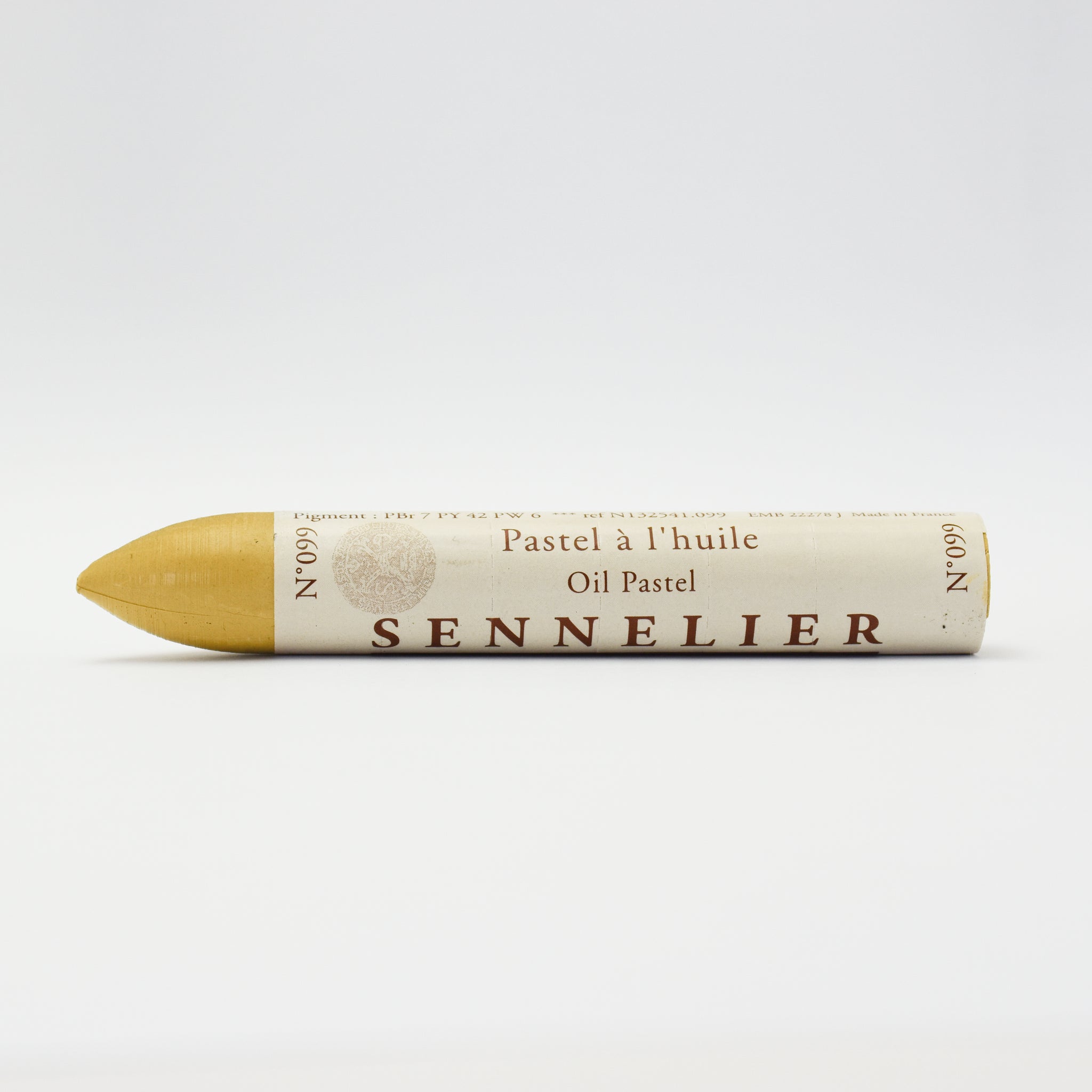 A single Sennelier oil pastel crayon against a white background, displaying the brand name and the word 'Oil Pastel' on the wrapper.