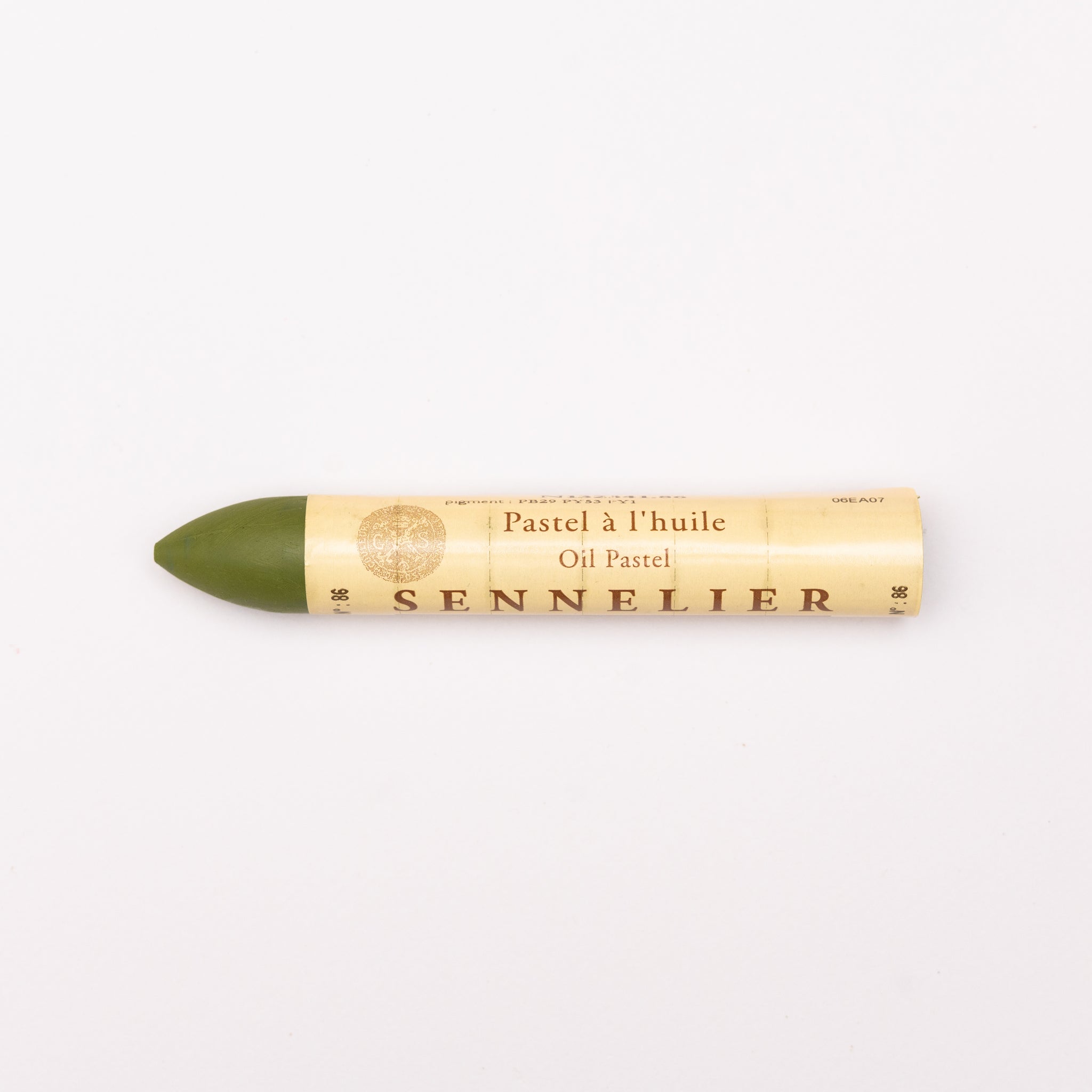 A single Sennelier oil pastel crayon against a white background, displaying the brand name and the word 'Oil Pastel' on the wrapper.