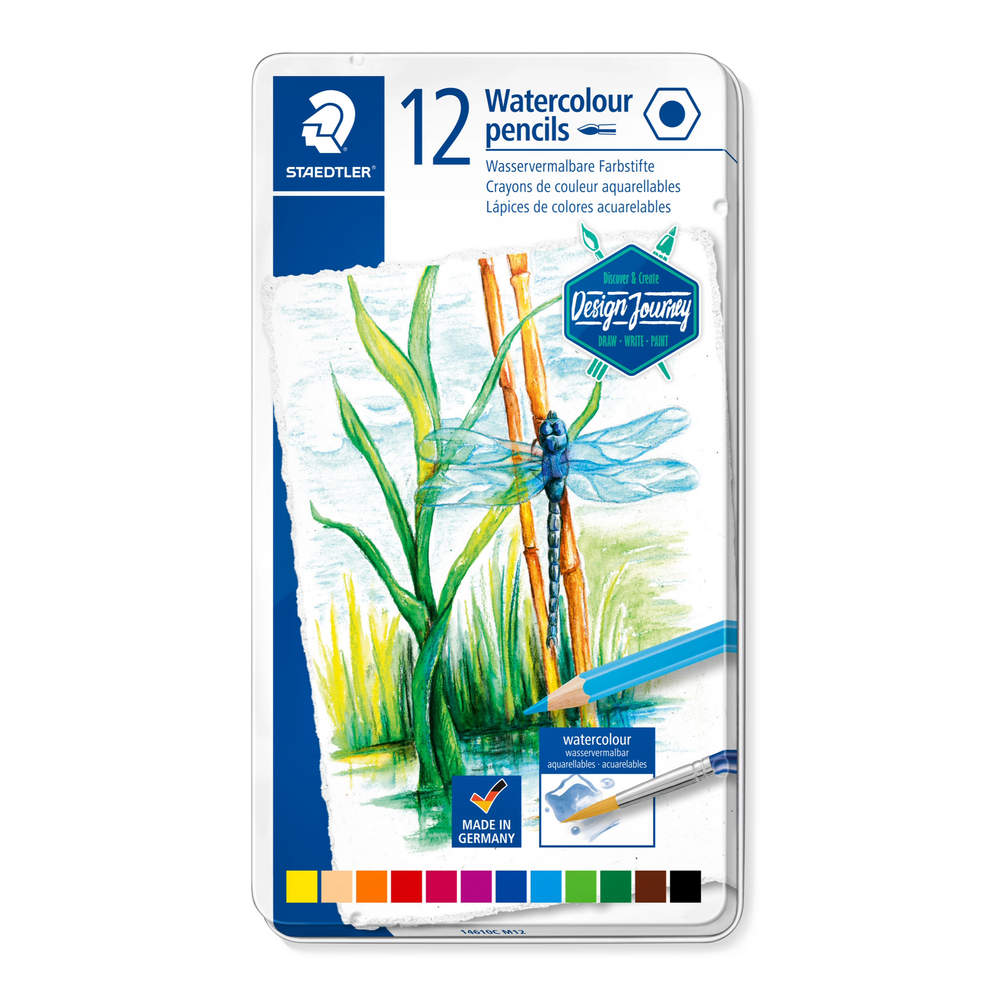 A248.06 Staedtler Watercolour Pencil Tin of 12 Assorted Colours