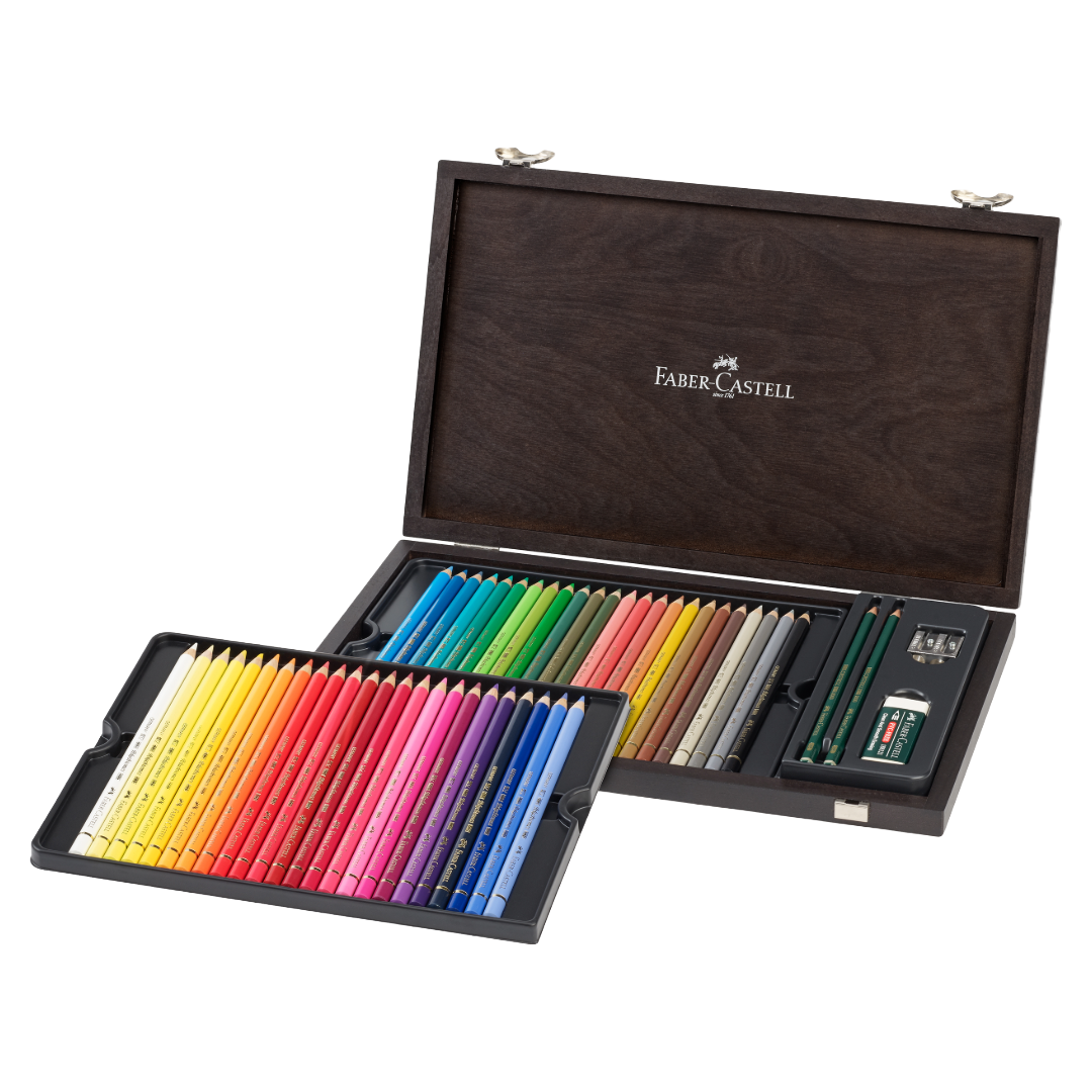 Faber Castell Polychromos Wooden Box of 48 Pencils & Accessories