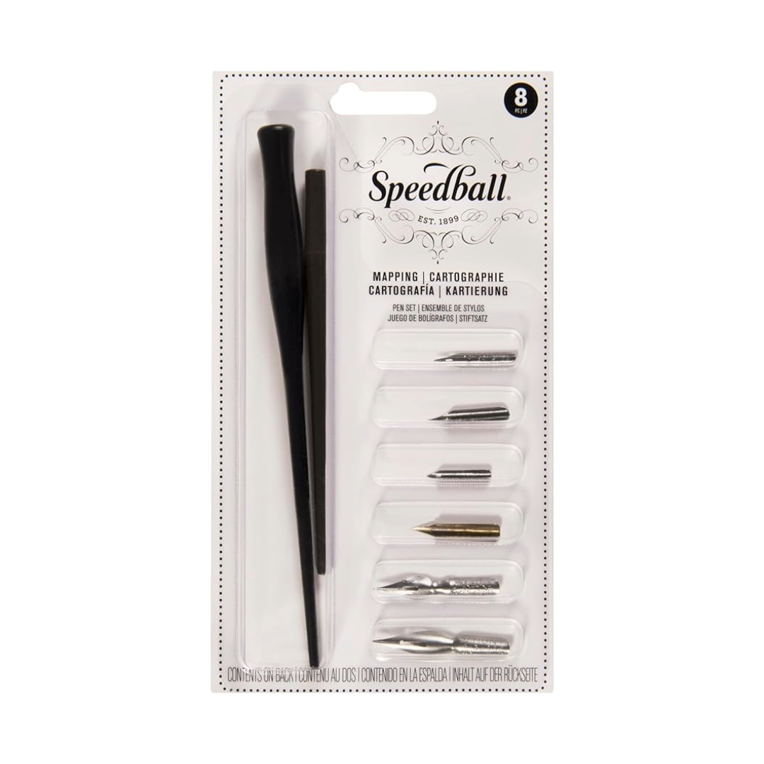 Speedball Mapping Pen Set With 6 Nibs & 2 Holders