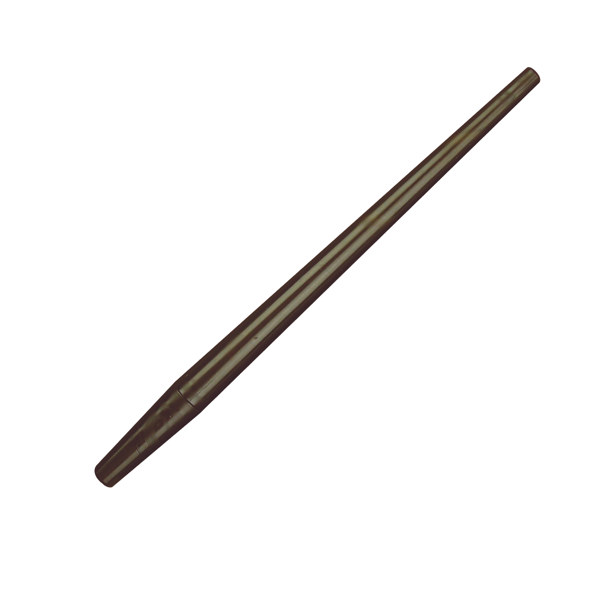 Brown cylindrical crow quill nib holder with a tapered handle on a white background