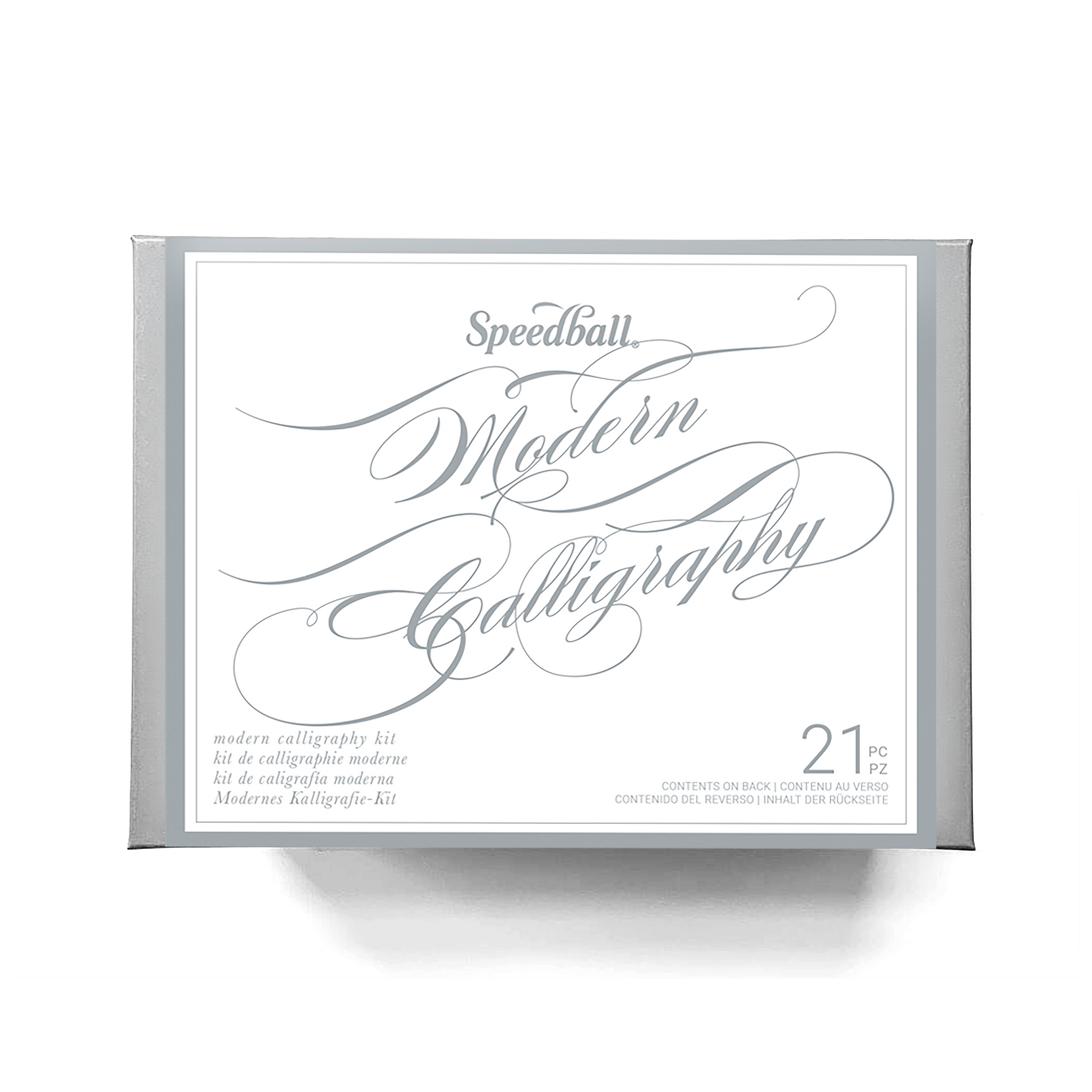Speedball Modern Calligraphy set box in grey with a white label on a white background