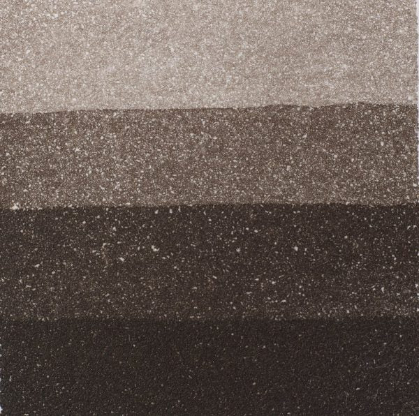 An aquatint test print in brown showing 4 depths of tone.