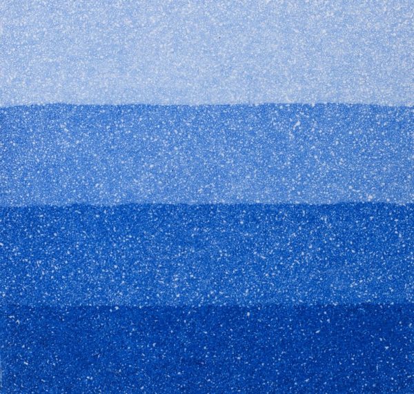 An aquatint test print in blue showing 4 depths of tone.
