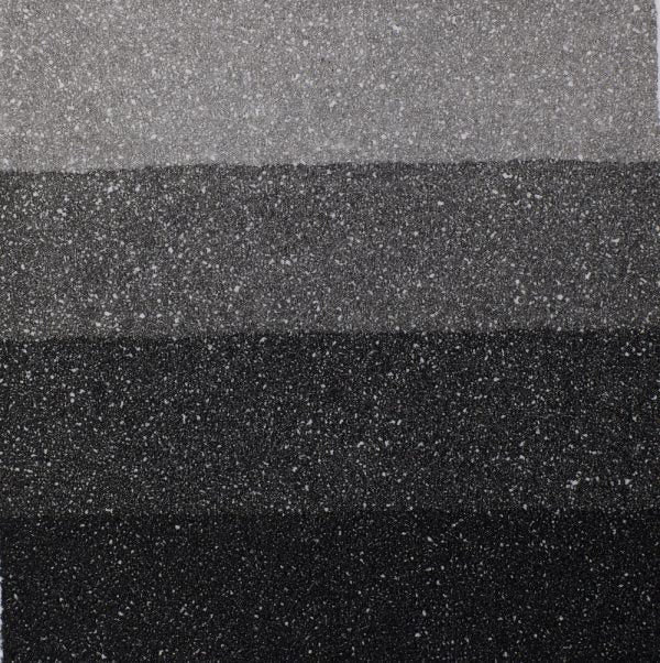 An aquatint test print in black showing 4 depths of tone.