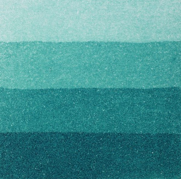 An aquatint test print in green showing 4 depths of tone.