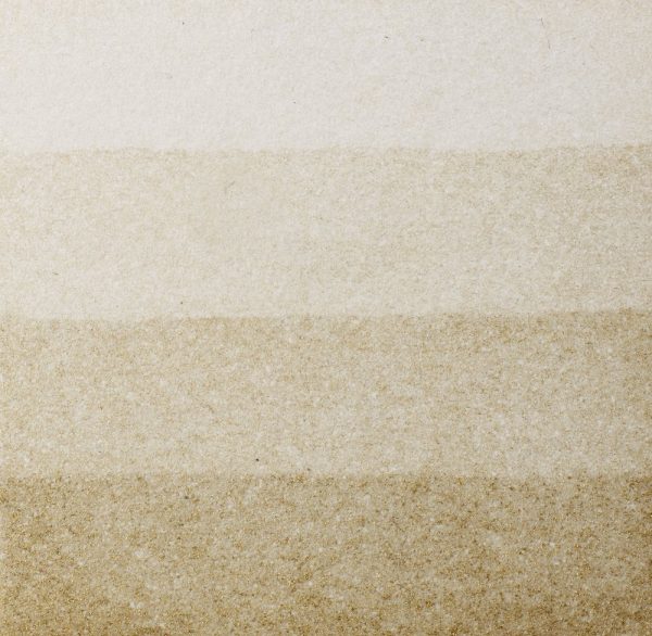 An aquatint test print in gold showing 4 depths of tone.