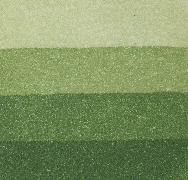 An aquatint test print in green showing 4 depths of tone.