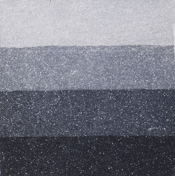 An aquatint test print in grey showing 4 depths of tone.
