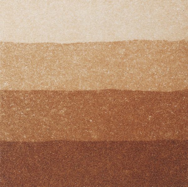 An aquatint test print in brown showing 4 depths of tone.