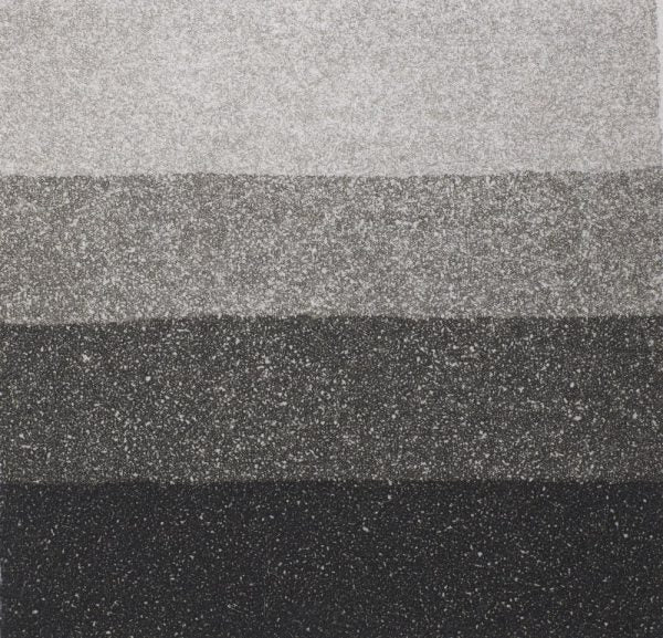 An aquatint test print in black showing 4 depths of tone.