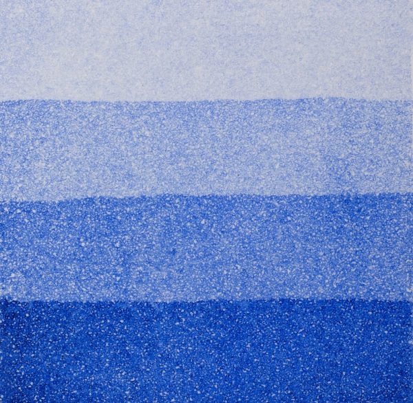 An aquatint test print in blue showing 4 depths of tone.