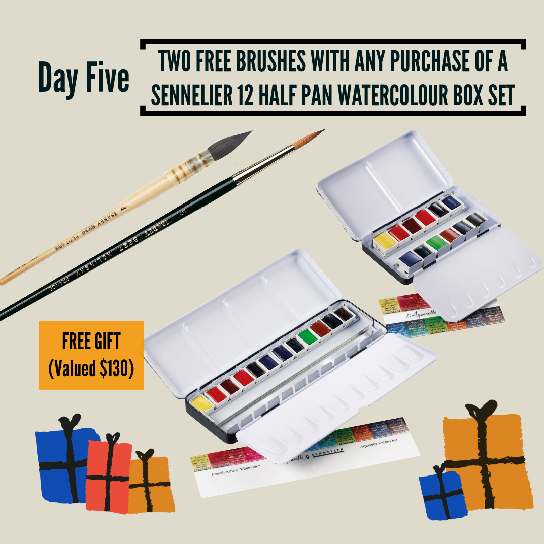 Sennelier Artist Quality 12 Half Pan Sets + 2 FREE BRUSHES