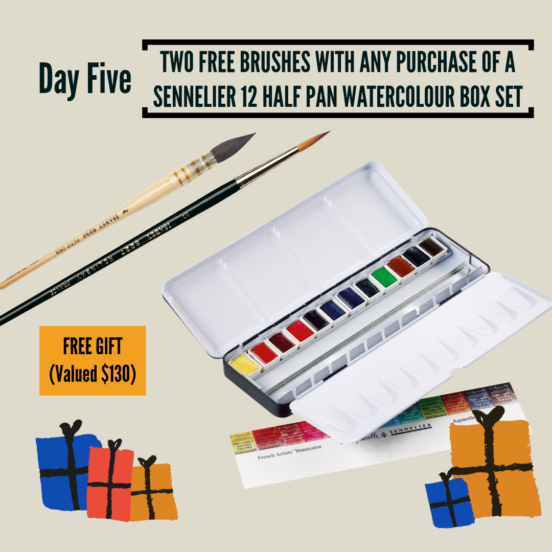 Sennelier Artist Quality 12 Half Pan Sets + 2 FREE BRUSHES