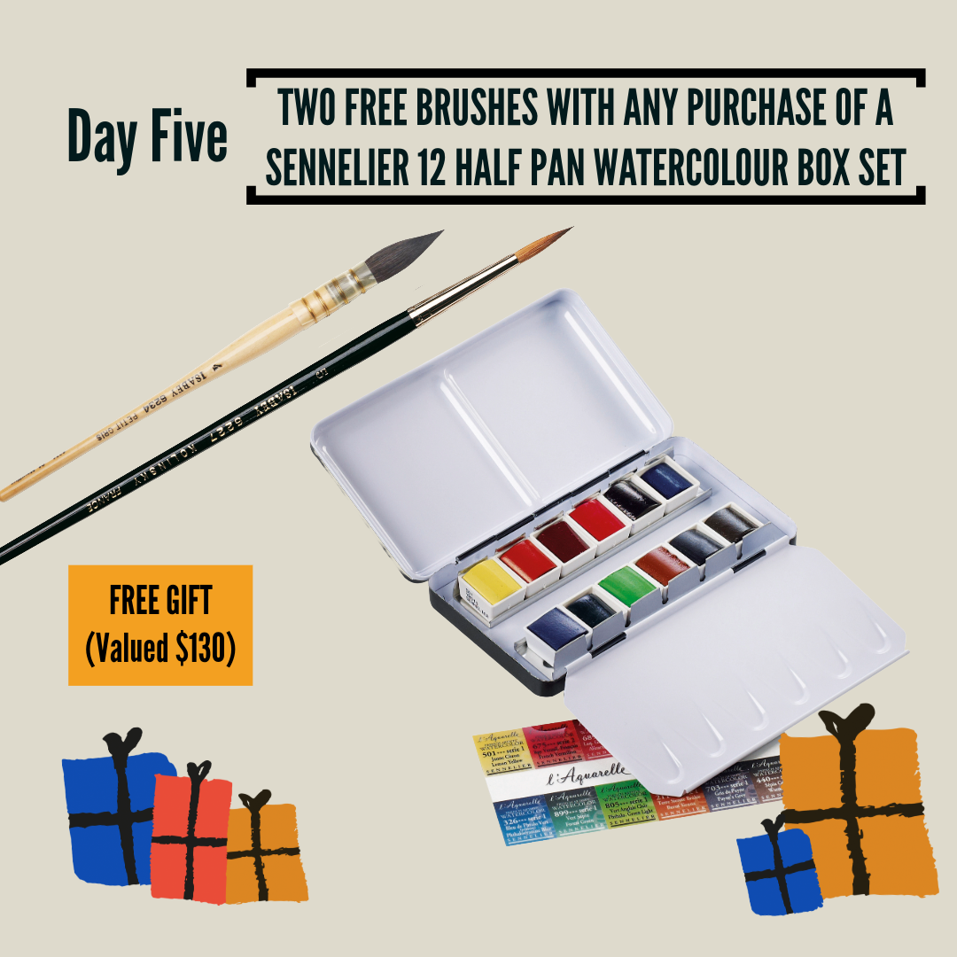 Sennelier Artist Quality 12 Half Pan Sets + 2 FREE BRUSHES