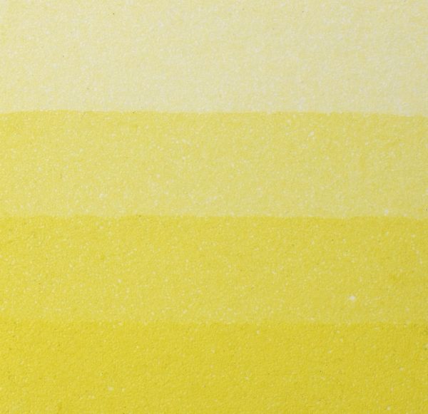 An aquatint test print in yellow showing 4 depths of tone.