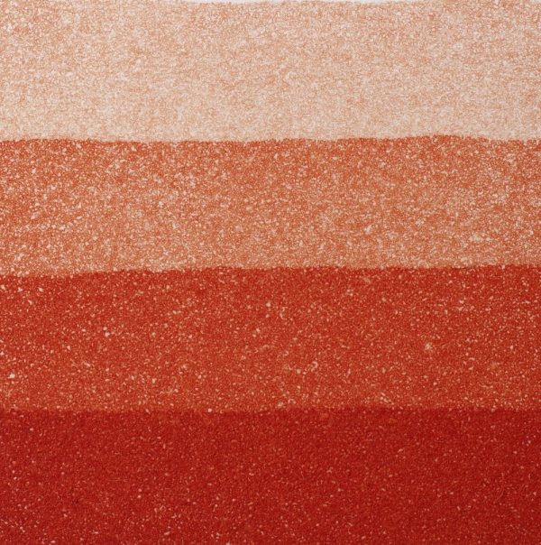 An aquatint test print in red showing 4 depths of tone.