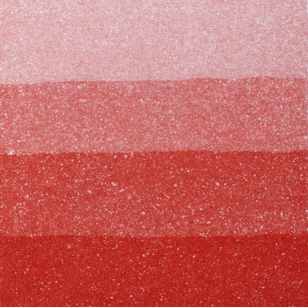 An aquatint test print in red showing 4 depths of tone.