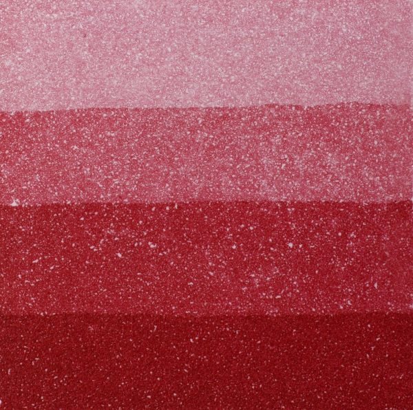 An aquatint test print in red showing 4 depths of tone.
