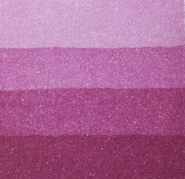 An aquatint test print in purple showing 4 depths of tone.