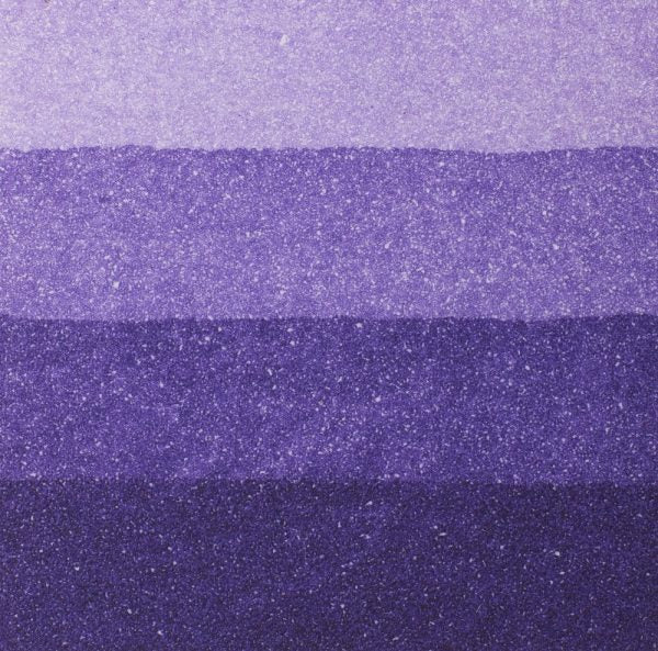 An aquatint test print in purple showing 4 depths of tone.
