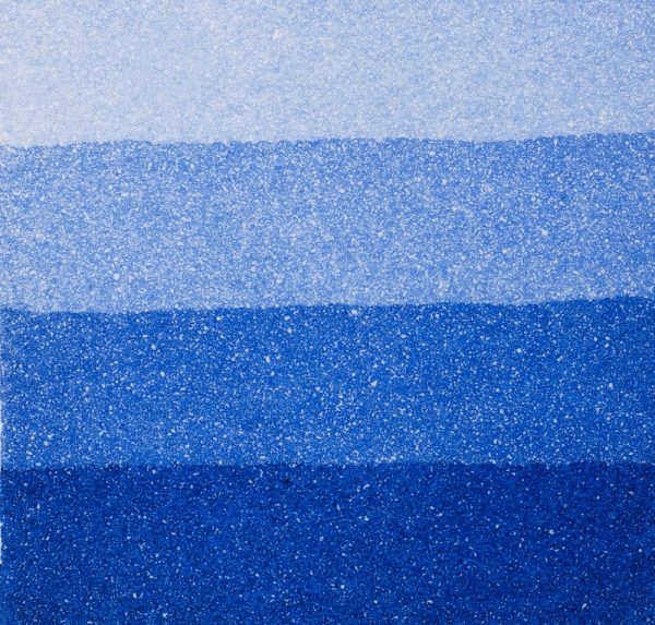 An aquatint test print in blue showing 4 depths of tone.
