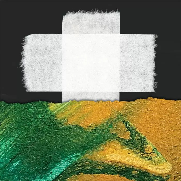 Hayaku Tape being used to hinge an artwork on a black background