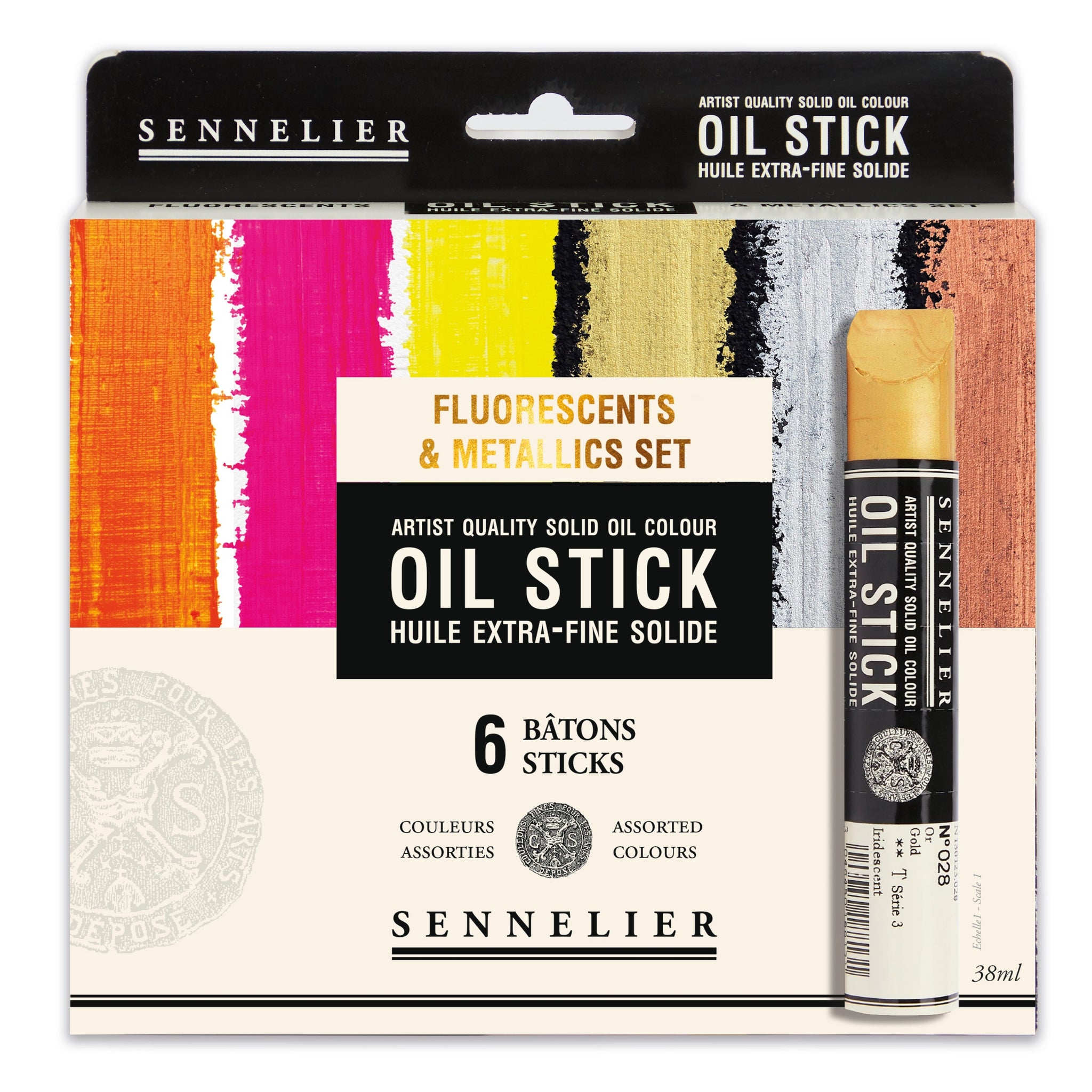 Sennelier Artist Oil Stick Fluorescents and Metallics Set 6x38ml