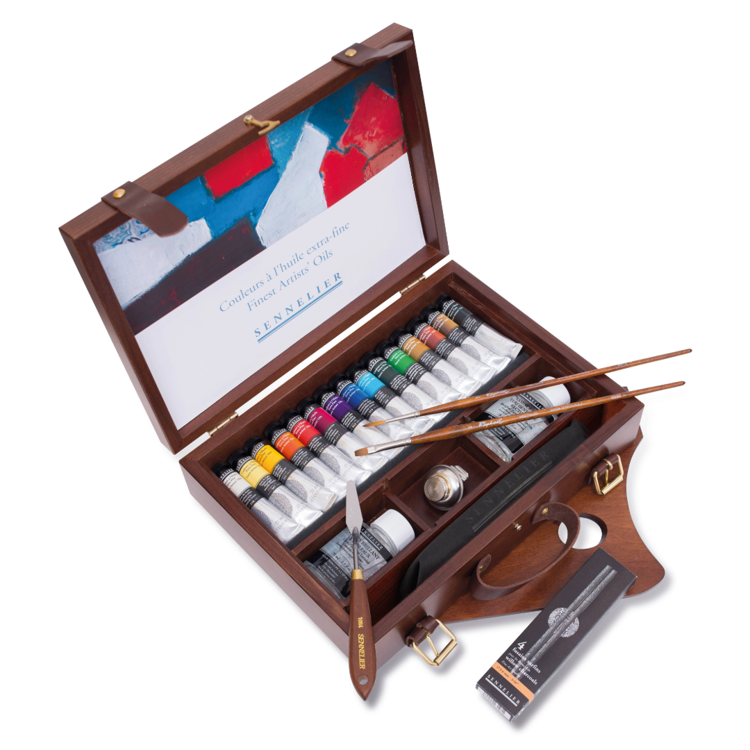 Sennelier Artists' Oils Set of 15x 21ml in Wooden Travel Box