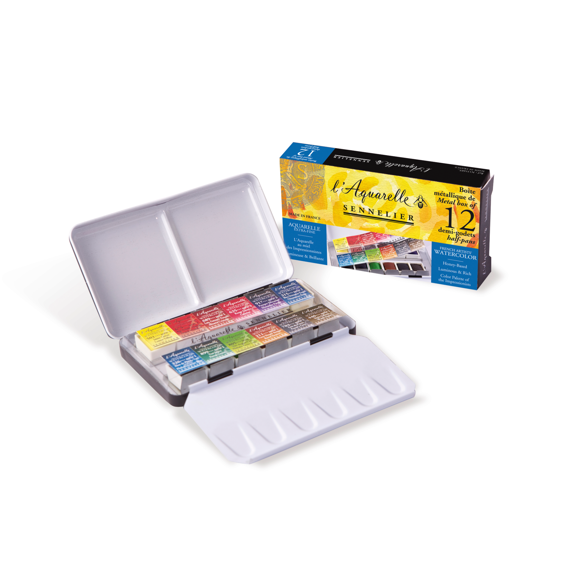 Sennelier Classic watercolour box of 12 half pans- pocket size