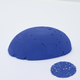 A half egg shaped pastel in a blue tone, sitting on a white background with a drawn colour swatch.