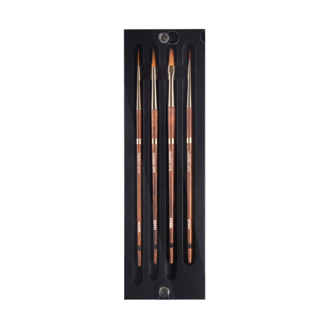 Isabey Brush Set of 4 Synthetic Watercolour Brushes in Black Box