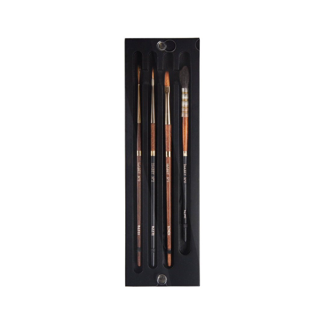 Isabey Brush Set of 4 Assorted Watercolour Brushes in Black Box