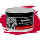 Speedball Professional Relief Ink Tin container with skull design on label and a red colour swatch in the background