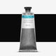 Tube of Lawrence black relief printing ink, against a colour swatch on a white background
