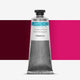 Tube of Lawrence red relief printing ink, against a colour swatch on a white background