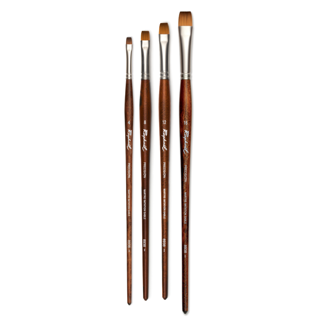 Raphael 8938 Precision Imitation Sable Long Handle Short Flat Brush