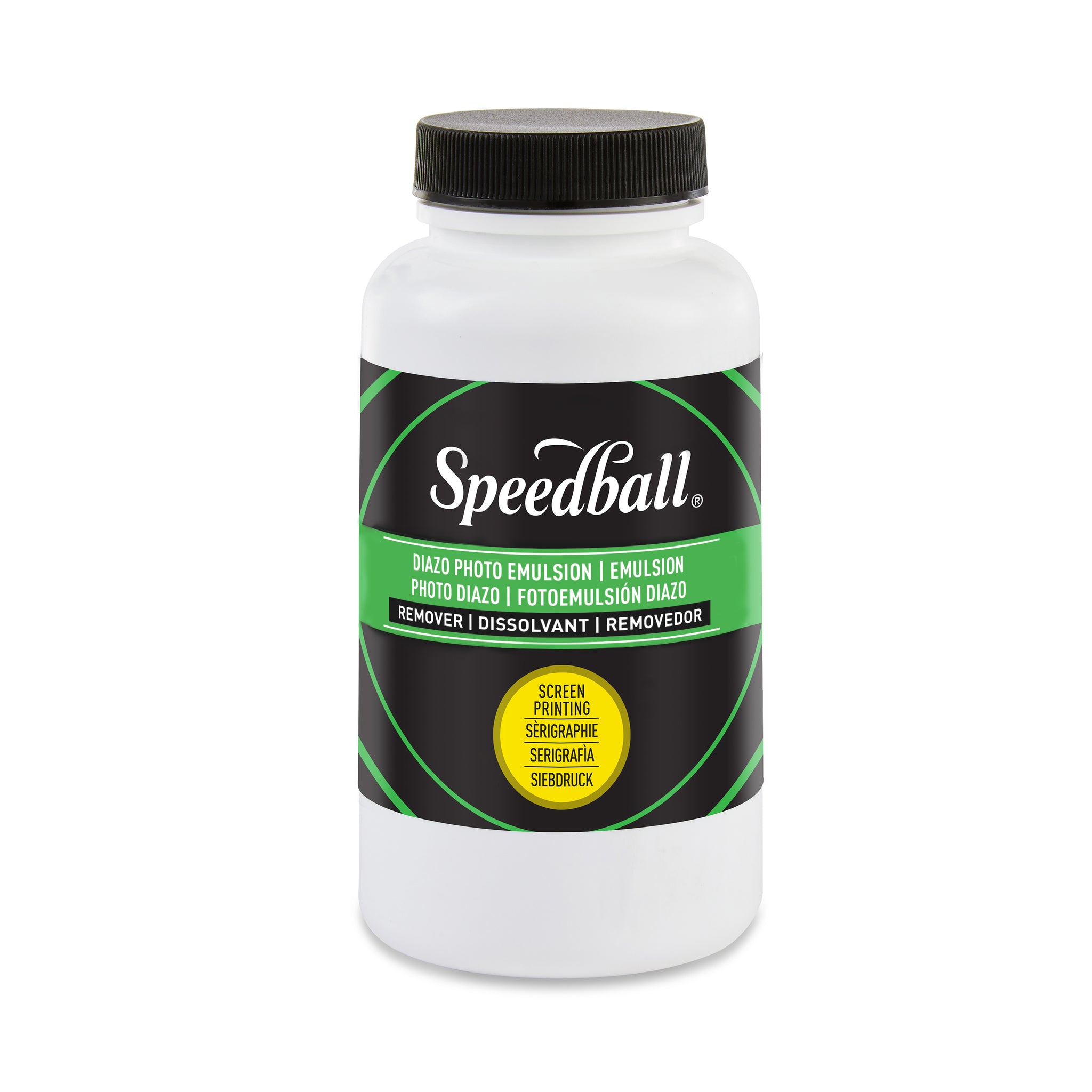Speedball screen printing chemical bottle on a white background