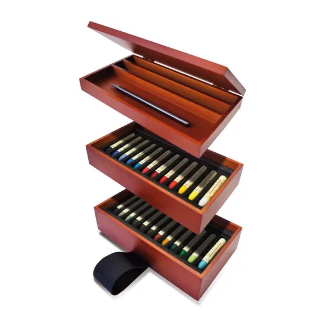 Sennelier Dejeuner Sur l'herbe Artists Oil Pastels Wooden box Set With 24 Oil Pastels & Graphite Stick