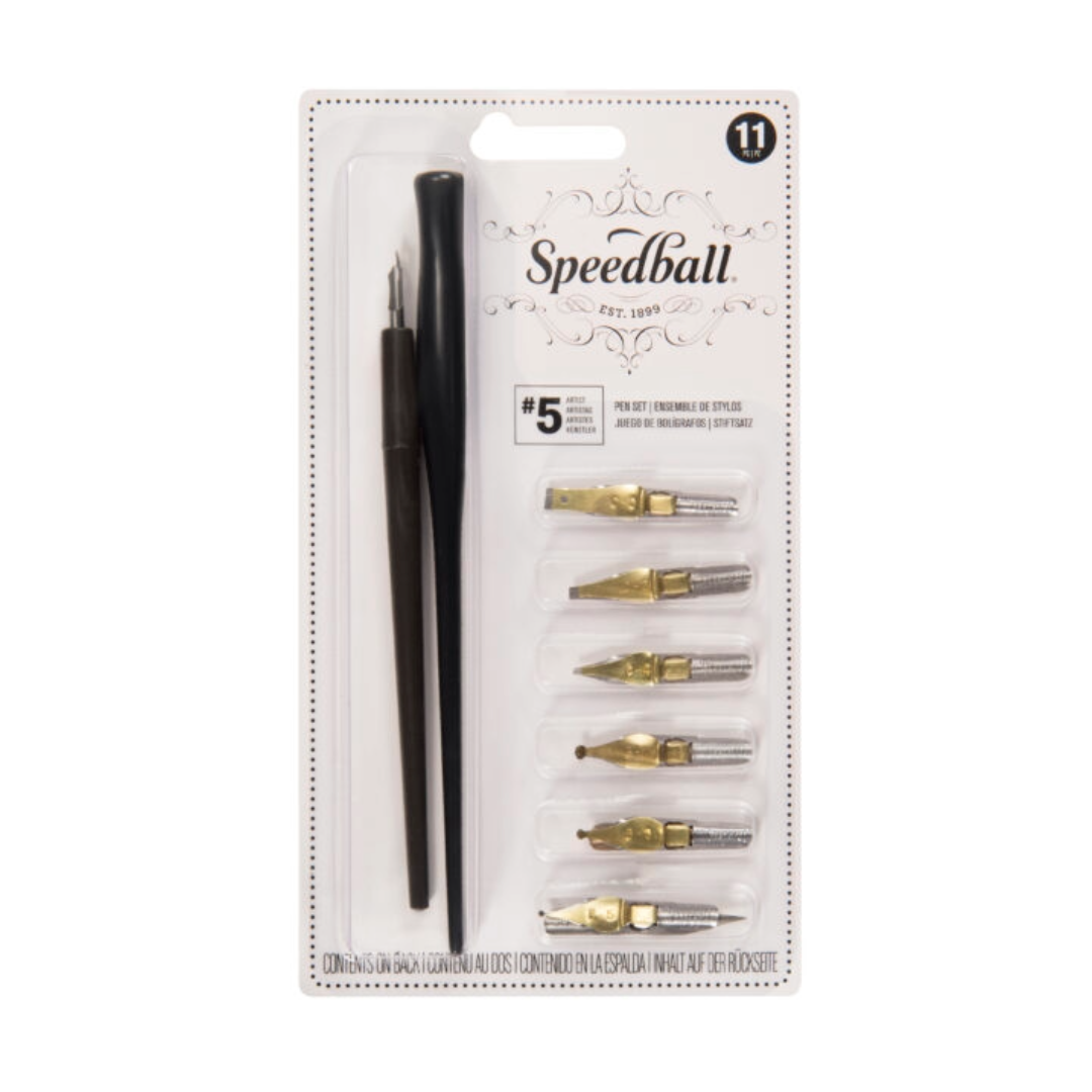 Speedball No.5 Artist Nib Pen Set With 9 Nibs And 2 Holders