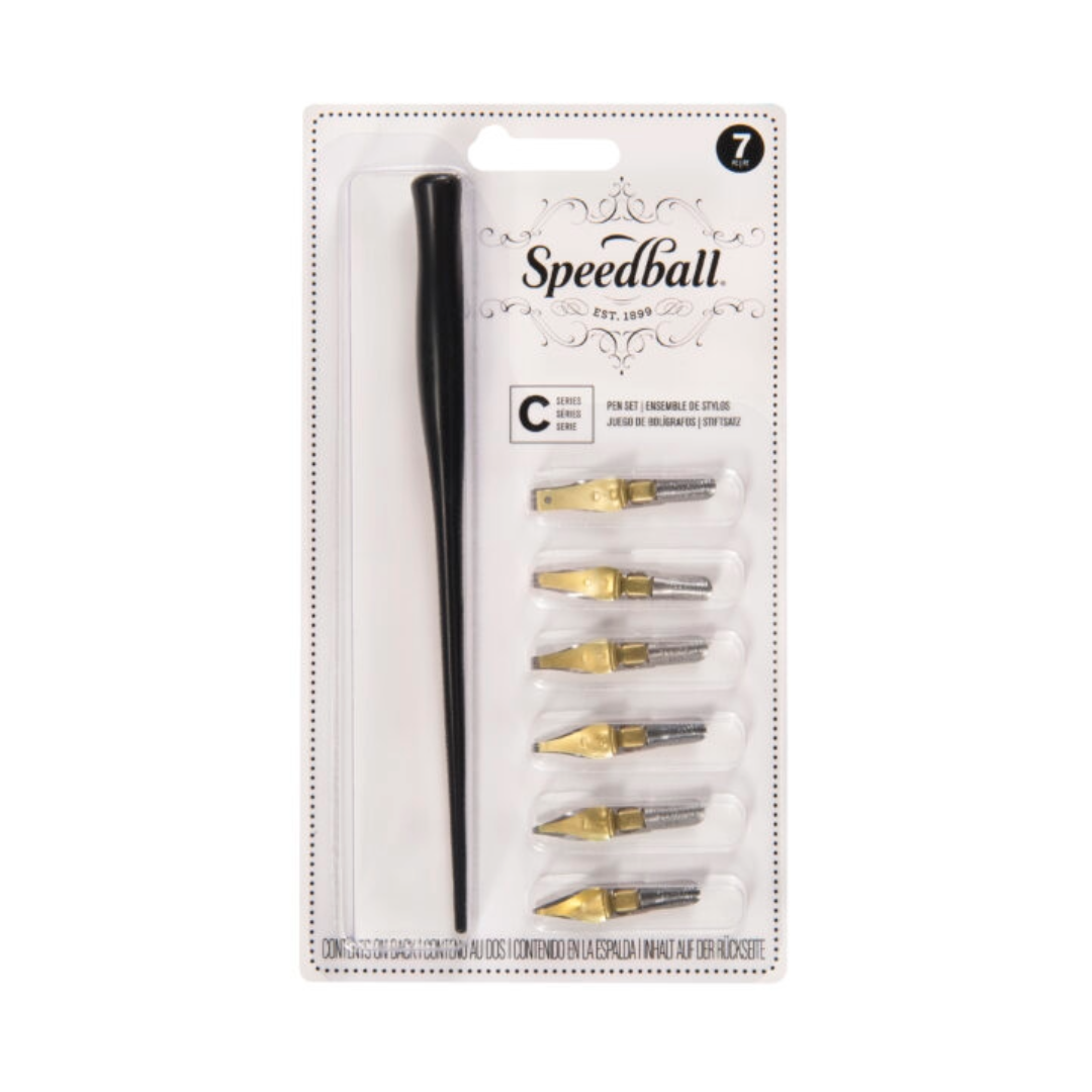 Speedball C Nib Set With 6 Roman Gothic Nibs And Holder