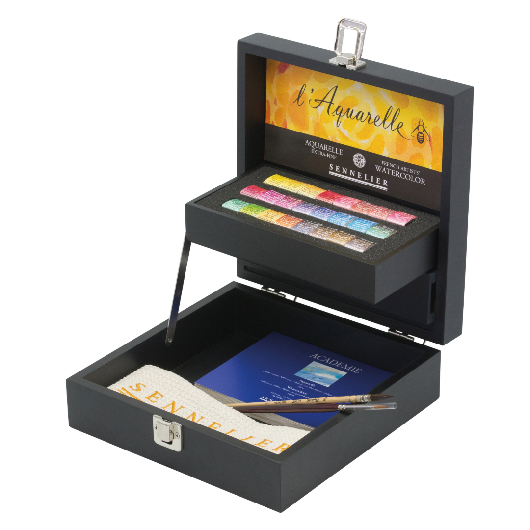 Sennelier Artist Quality Watercolour Set With 24 Half Pans - Melbourne Etching and Printmaking Supplies