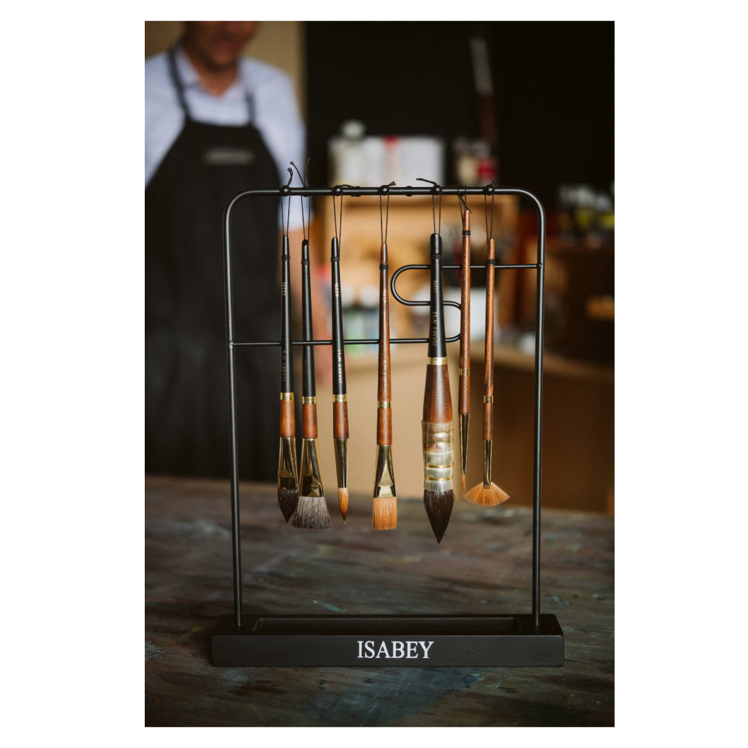 Isabey Wire rack on blackwood stand to hang 9 Isabey brushes ...