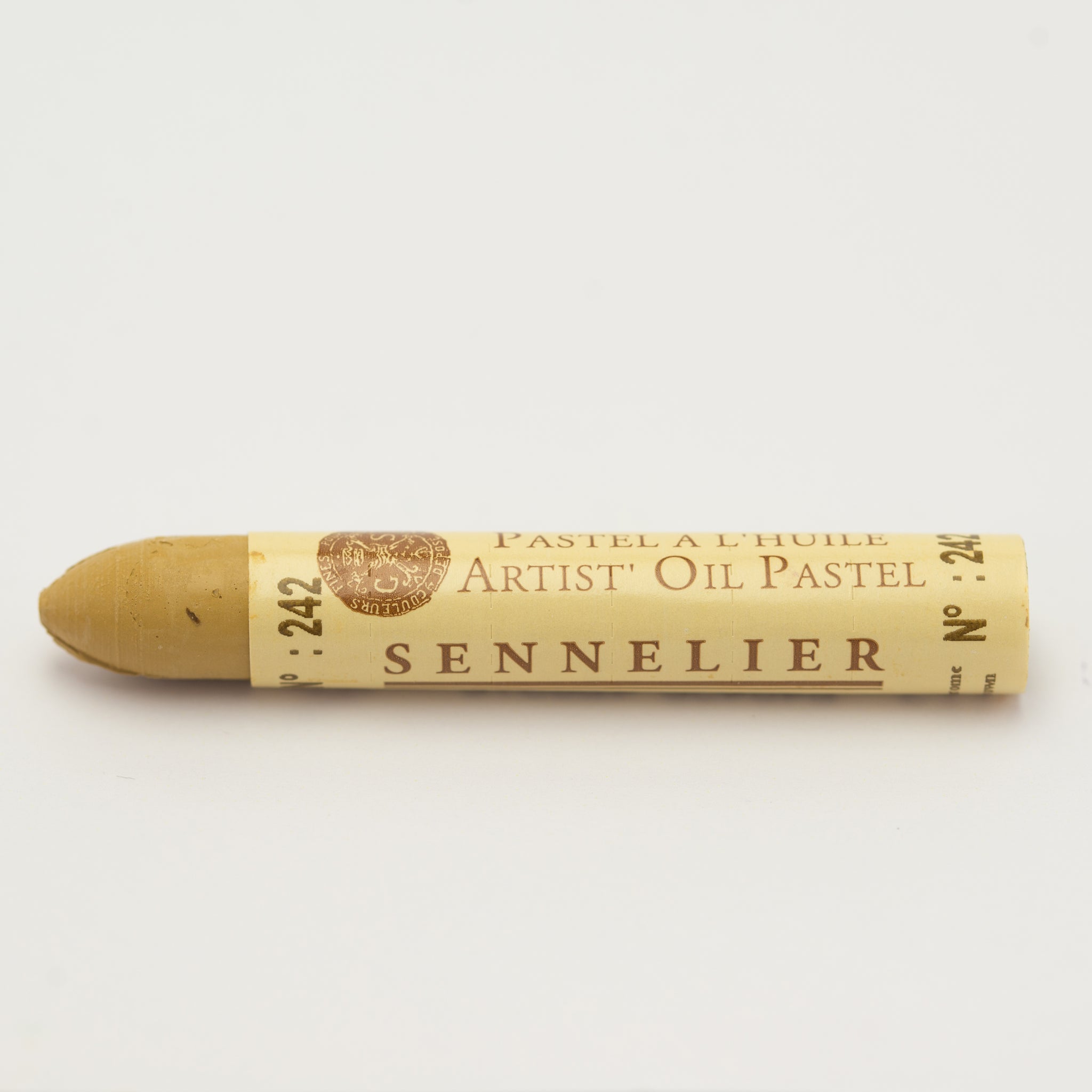 A single Sennelier oil pastel crayon against a white background, displaying the brand name and the words 'Artist Oil Pastel' on the wrapper.